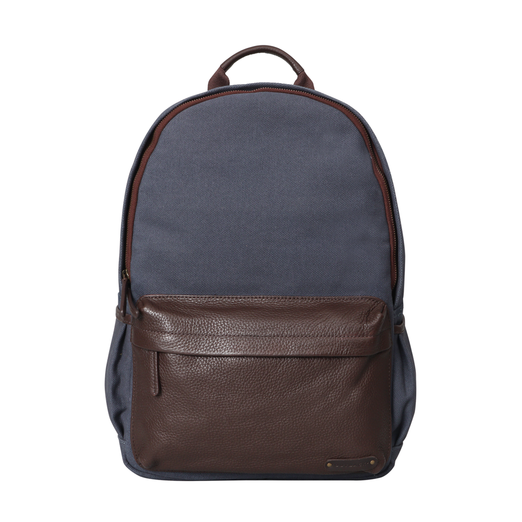 blue canvas backpack