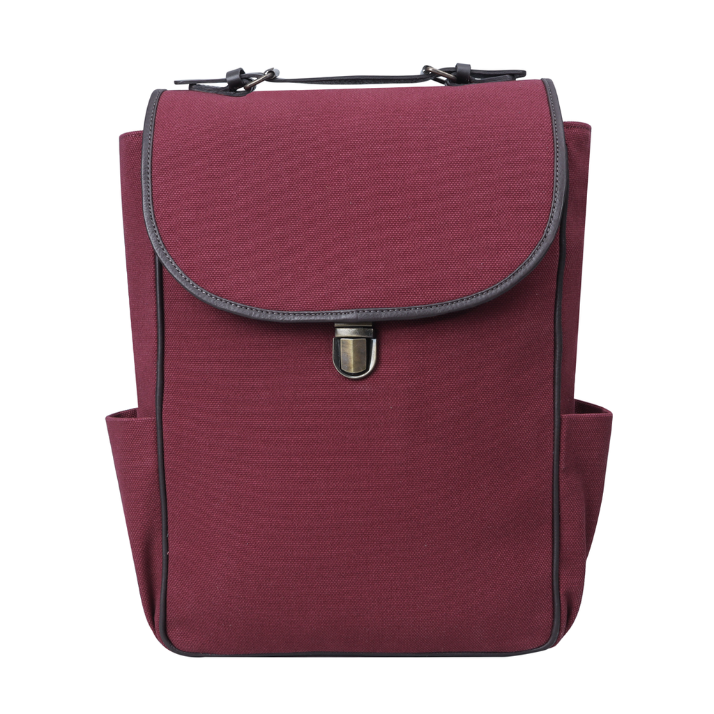 Maroon canvas backpack