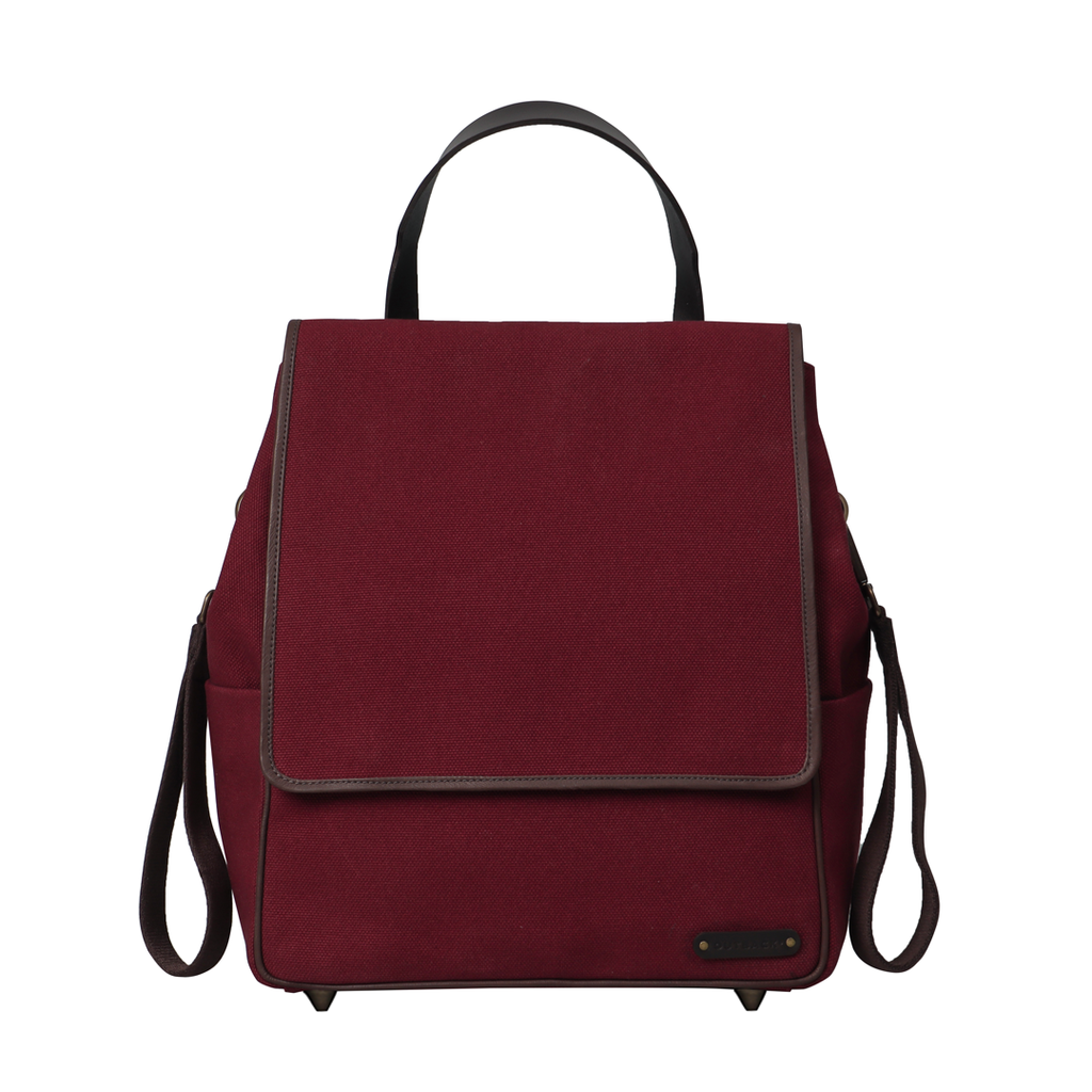 Maroon canvas diaper bag