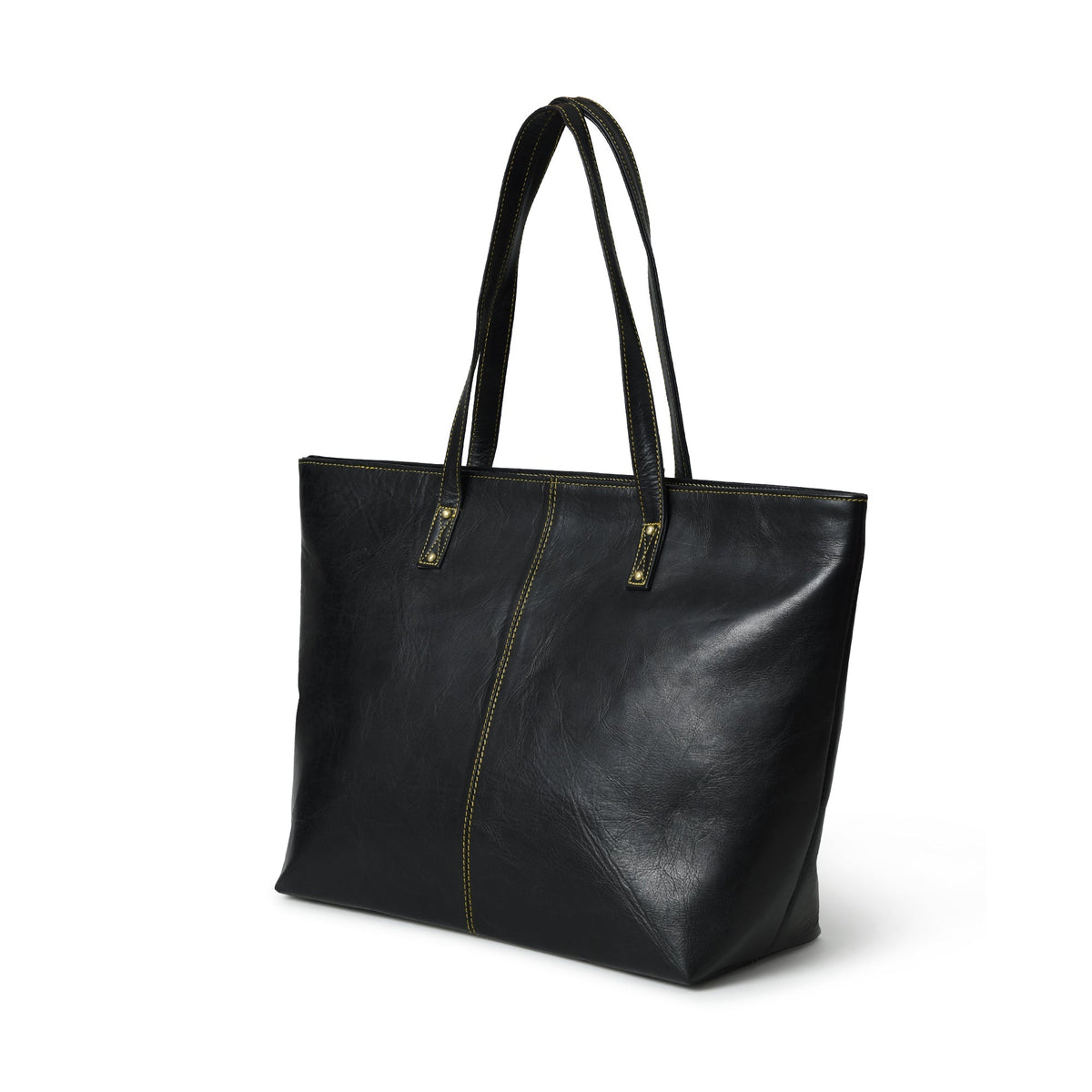 Kim Black Leather Tote Bag – MaheTri LLC