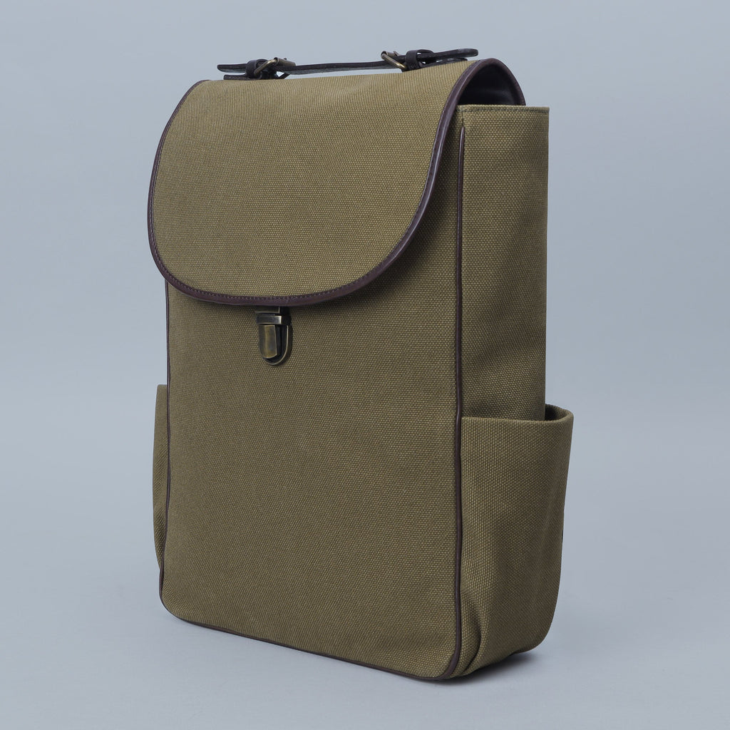 Green canvas backpack