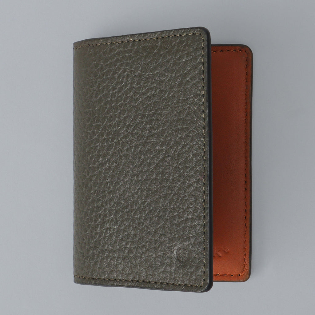 green business card leather wallet