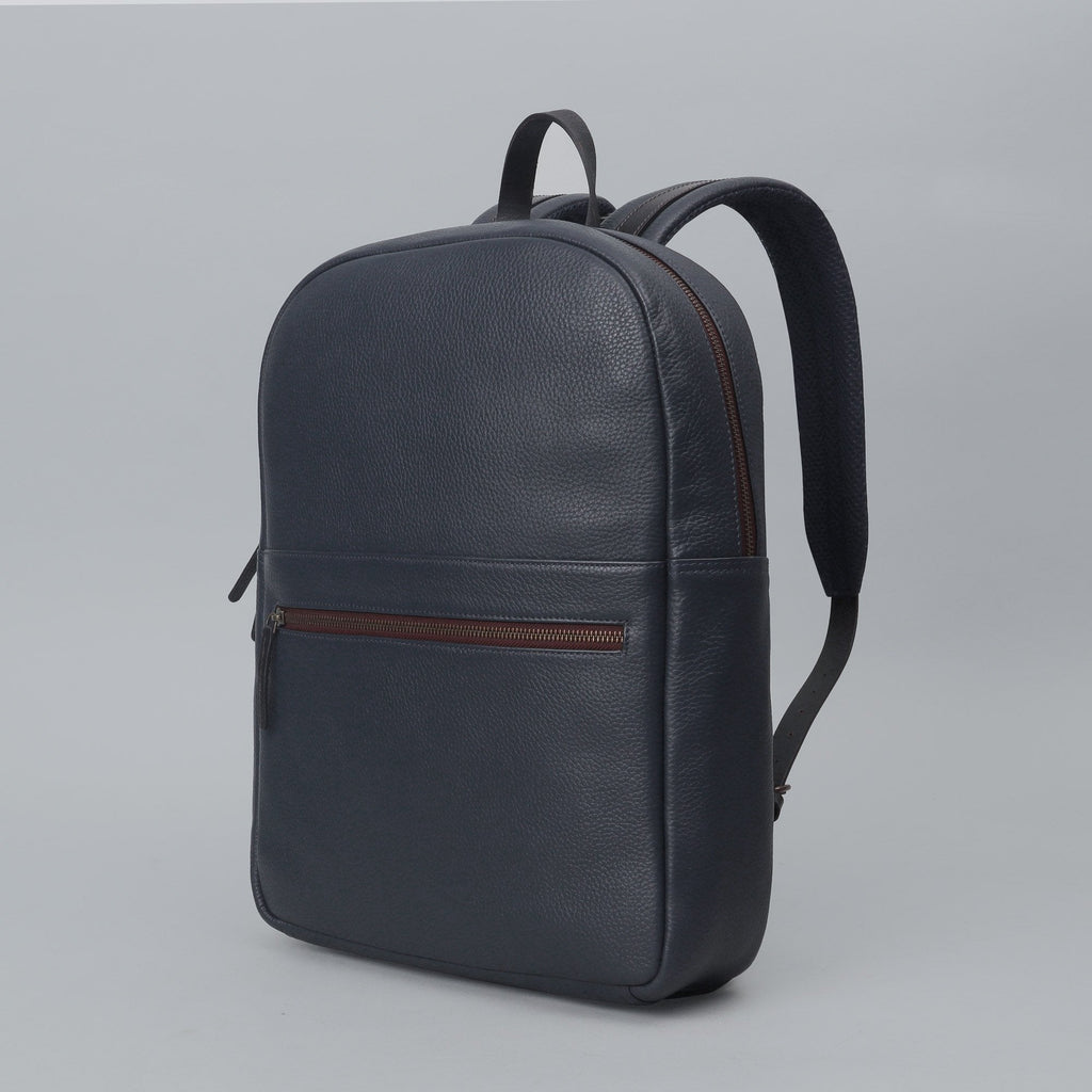 Navy leather backpack for women