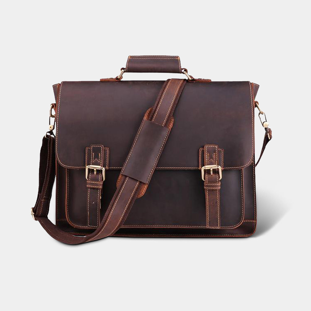 MaheTri Executive Leather Briefcase Laptop Messenger Bag Satchel Office  Computer Bag for Men Women(16 Inch)